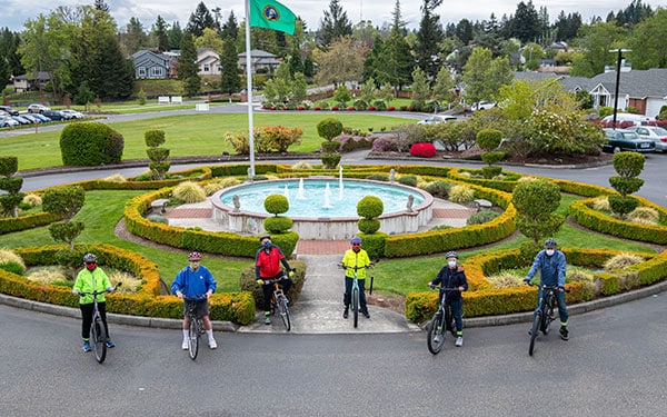 Residents riding their bikes
