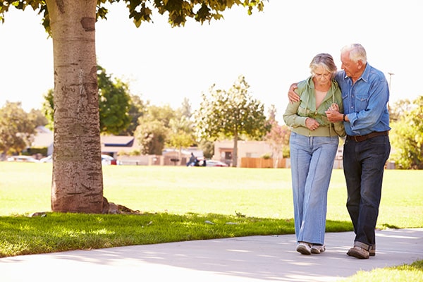 couple walking in a park
