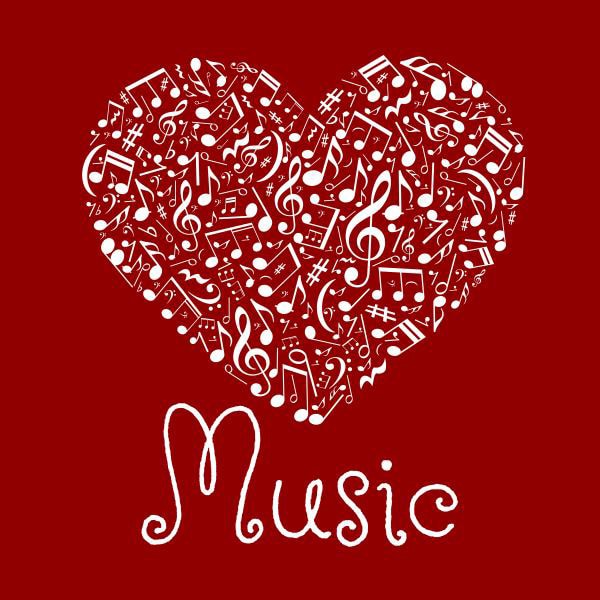 music heart shaped illustration