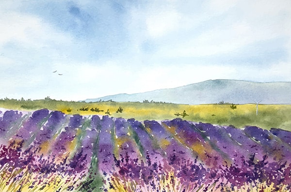 painting of lavender fields