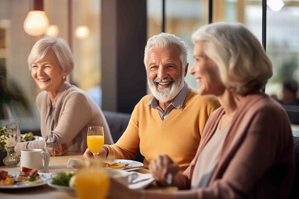 senior social group enjoying a nice meal