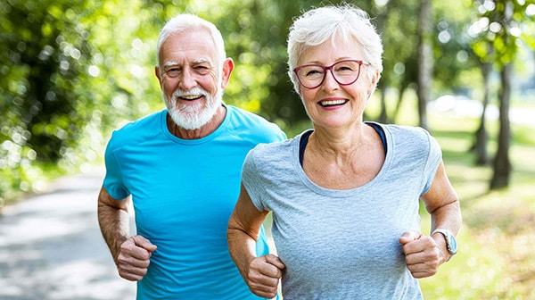 senior couple jogging in the park
