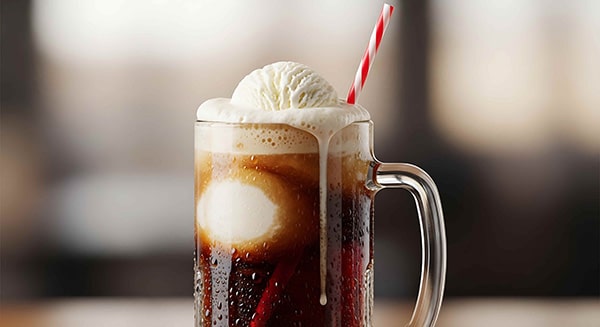 close-up of root beer float