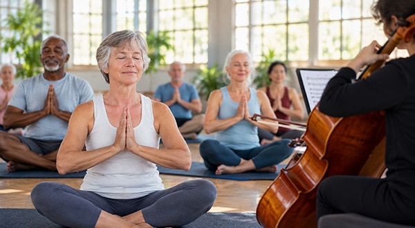 Group of seniors doing yoga